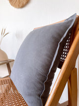 Dark Gray Linen Throw Pillow Cover with Edging