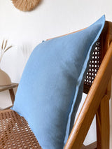 Light Blue Linen Throw Pillow Cover with Edging
