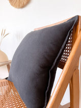 Black Linen Throw Pillow Cover with Edging