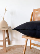 Black Linen Throw Pillow Cover with Edging