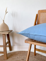 Light Blue Linen Throw Pillow Cover with Edging