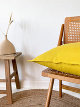Yellow Linen Throw Pillow Cover with Edging