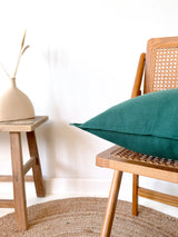 Dark Green Linen Throw Pillow Cover with Edging