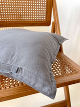 Dark Gray Linen Throw Pillow Cover with Edging