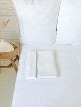 White Linen Flat Sheet with Beige Trim
