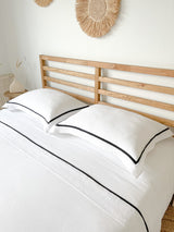 White Linen Flat Sheet with Black Trim