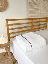 White Linen Duvet Cover with Border and Dark Grey Trim