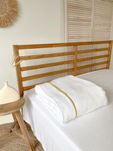 White Linen Duvet Cover with Border and Yellow Trim