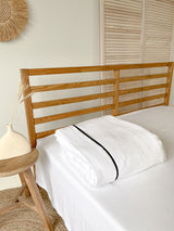 White Linen Duvet Cover with Border and Black Trim