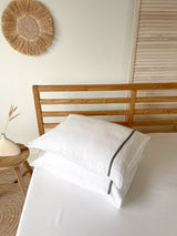 White Linen Pillowcase with Dark Gray Trim