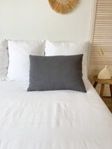 Dark Gray Linen Pillowcase