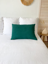 Dark Green Linen Pillowcase