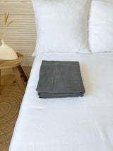 Dark Grey Linen Flat Sheet