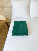 Dark Green Linen Flat Sheet