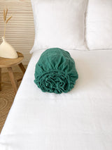 Dark Green Washed Linen Bedding Set