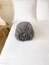 Dark Grey Washed Linen Bedding Set