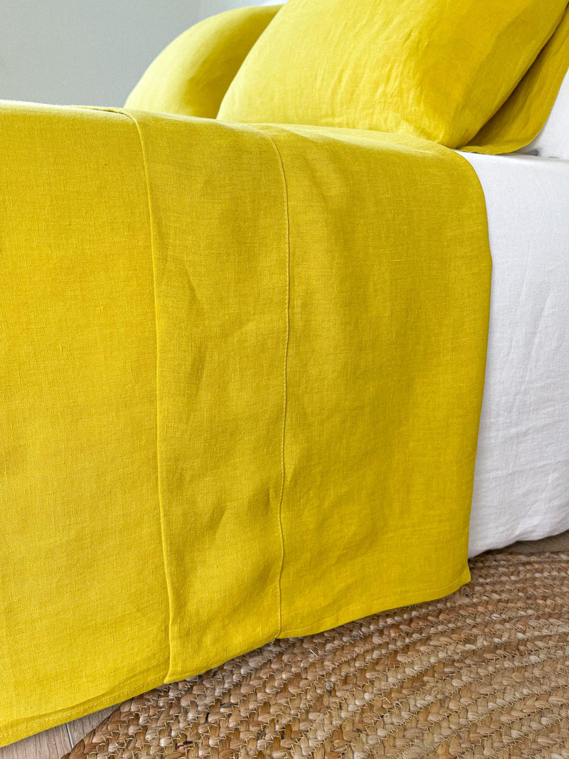 Washed Yellow Linen Bedding Set nz