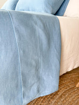 Light Blue Linen Flat Sheet