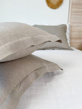 Beige Oxford Style Linen Pillowcase