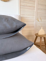 Dark Gray Linen Pillowcase