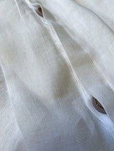 White Washed Linen Bedding Set with Beige Trim