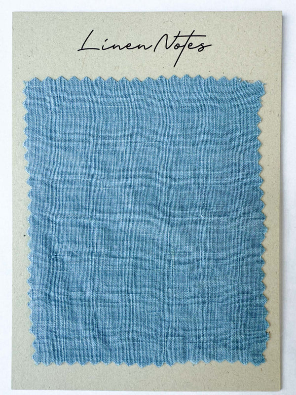 Light Blue Washed Linen Fabric Swatch - 5.3 oz/yd² (180 g/m²)