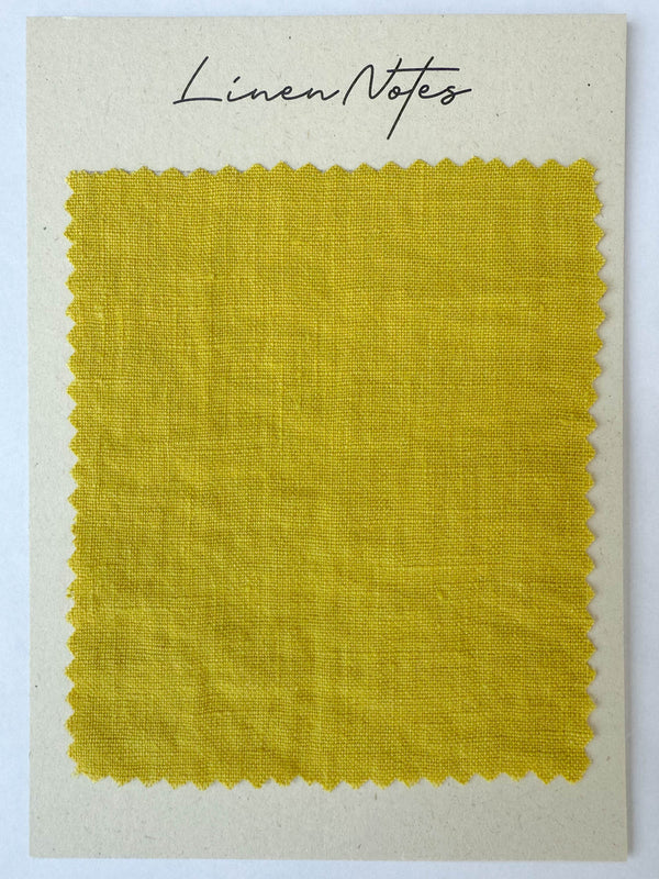 Yellow Washed Linen Fabric Swatch - 5.3 oz/yd² (180 g/m²)