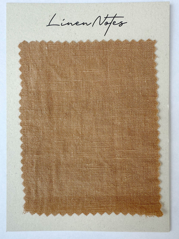 Tan Washed Linen Fabric Swatch - 5.3 oz/yd² (180 g/m²)