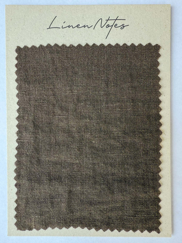 Brown Washed Linen Fabric Swatch - 5.3 oz/yd² (180 g/m²)