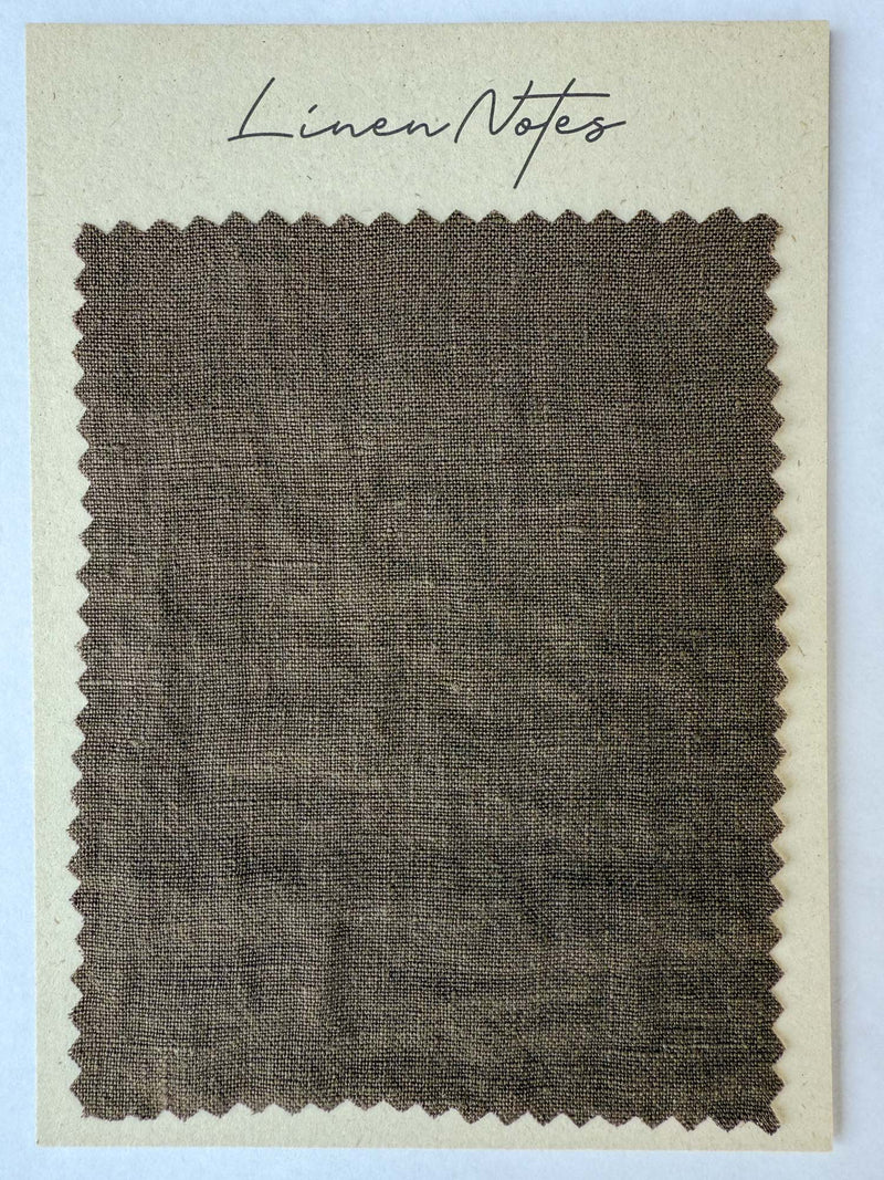 Brown Washed Linen Fabric Swatch - 5.3 oz/yd² (180 g/m²)