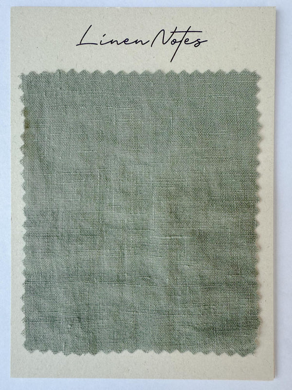 Sage Green Washed Linen Fabric Swatch - 5.3 oz/yd² (180 g/m²)