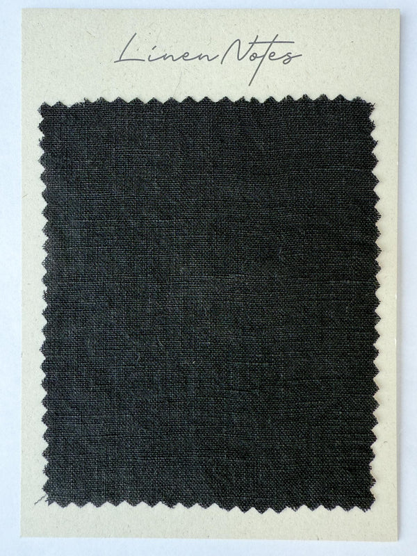 Black Washed Linen Fabric Swatch - 5.3 oz/yd² (180 g/m²)