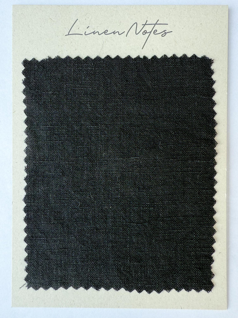 Black Washed Linen Fabric Swatch - 5.3 oz/yd² (180 g/m²)