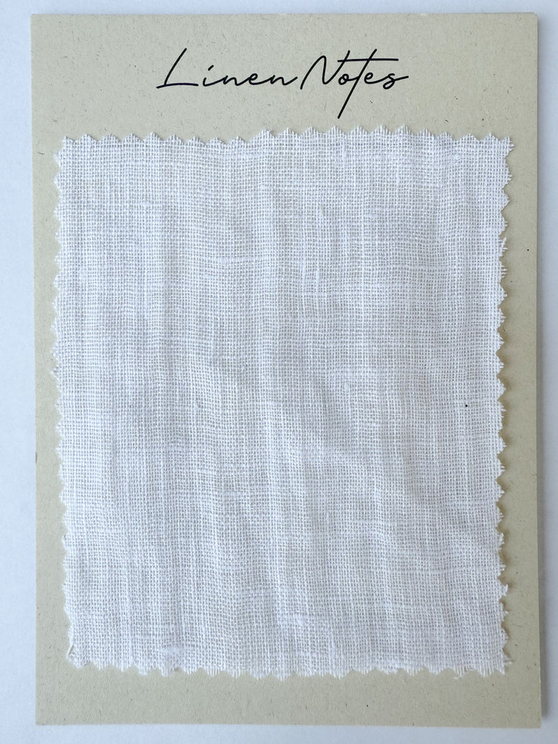 White Washed Sheer Linen Muslin Swatch – 2.65 oz/yd² (90 g/m²)