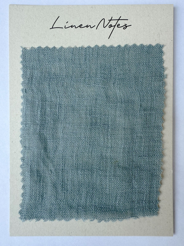 Stone Blue Washed Sheer Linen Muslin Swatch – 2.65 oz/yd² (90 g/m²)