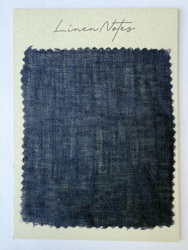 Navy Blue Washed Sheer Linen Muslin Swatch – 2.65 oz/yd² (90 g/m²)