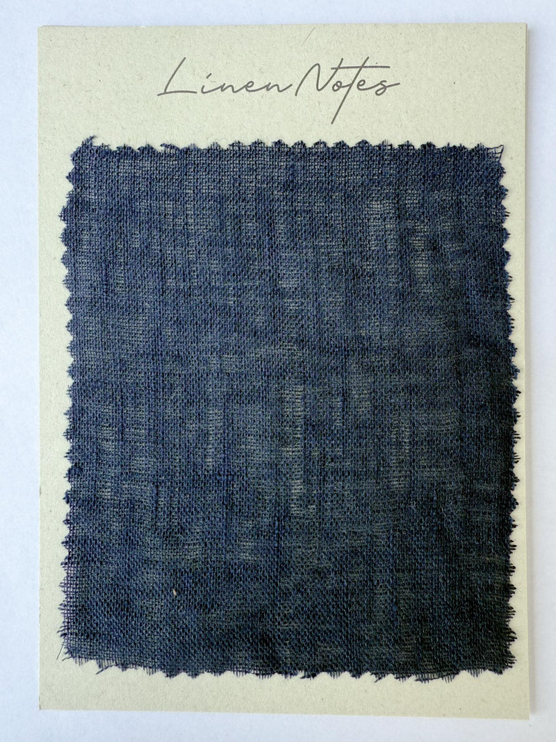 Navy Blue Washed Sheer Linen Muslin Swatch – 2.65 oz/yd² (90 g/m²)