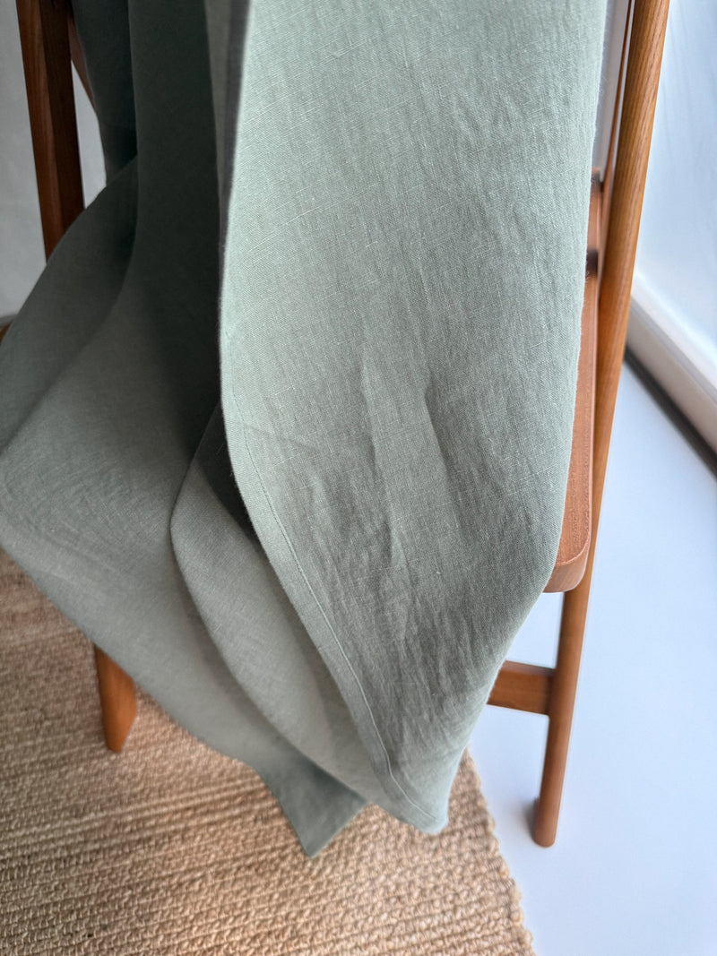 Medium Weight Washed Linen Curtains - Sage Green (Set of 2)