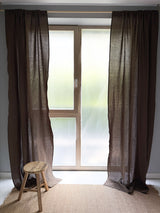 Medium Weight Washed Linen Curtains - Brown (Set of 2)