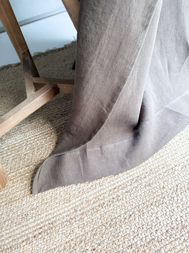Medium Weight Washed Linen Curtains - Brown (Set of 2)