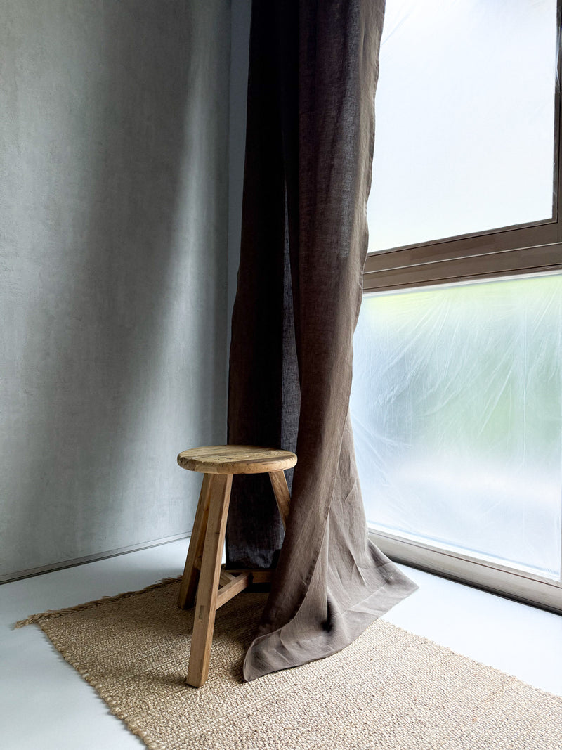 Medium Weight Washed Linen Curtains - Brown (Set of 2)