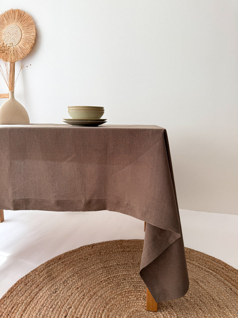 Brown Linen Tablecloth