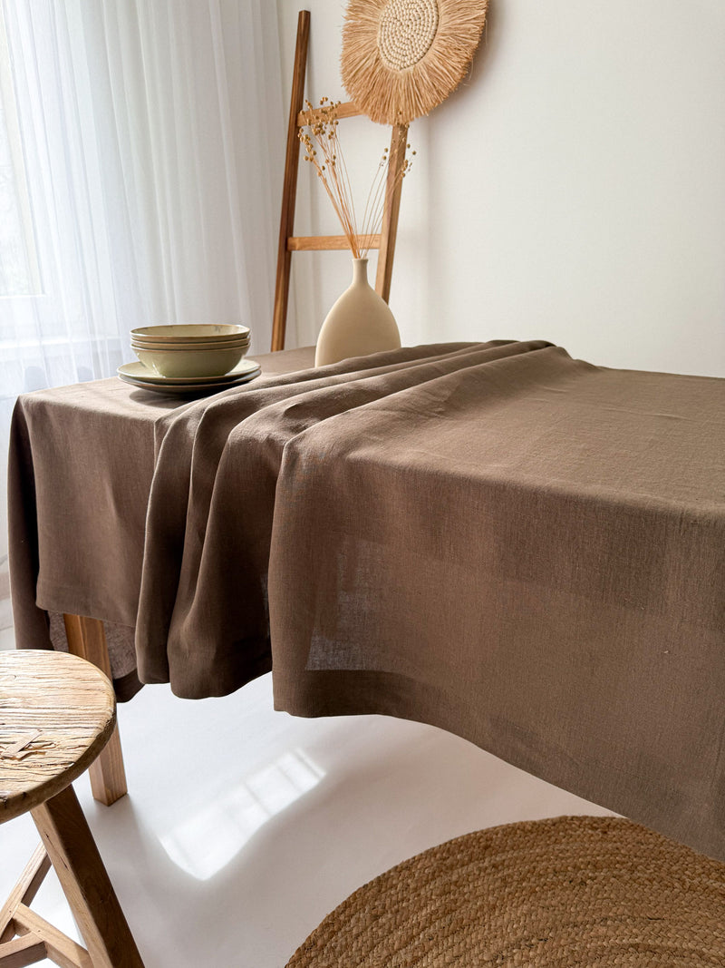 Brown Linen Tablecloth