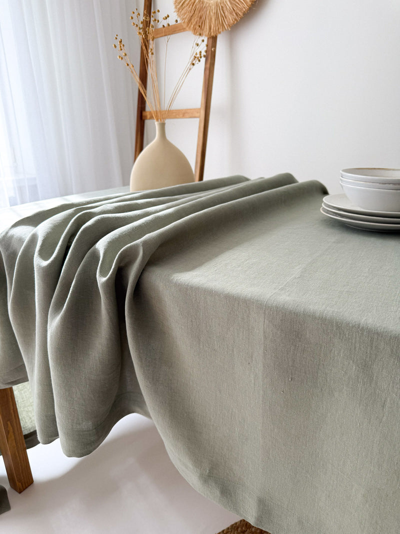 Sage Green Linen Tablecloth
