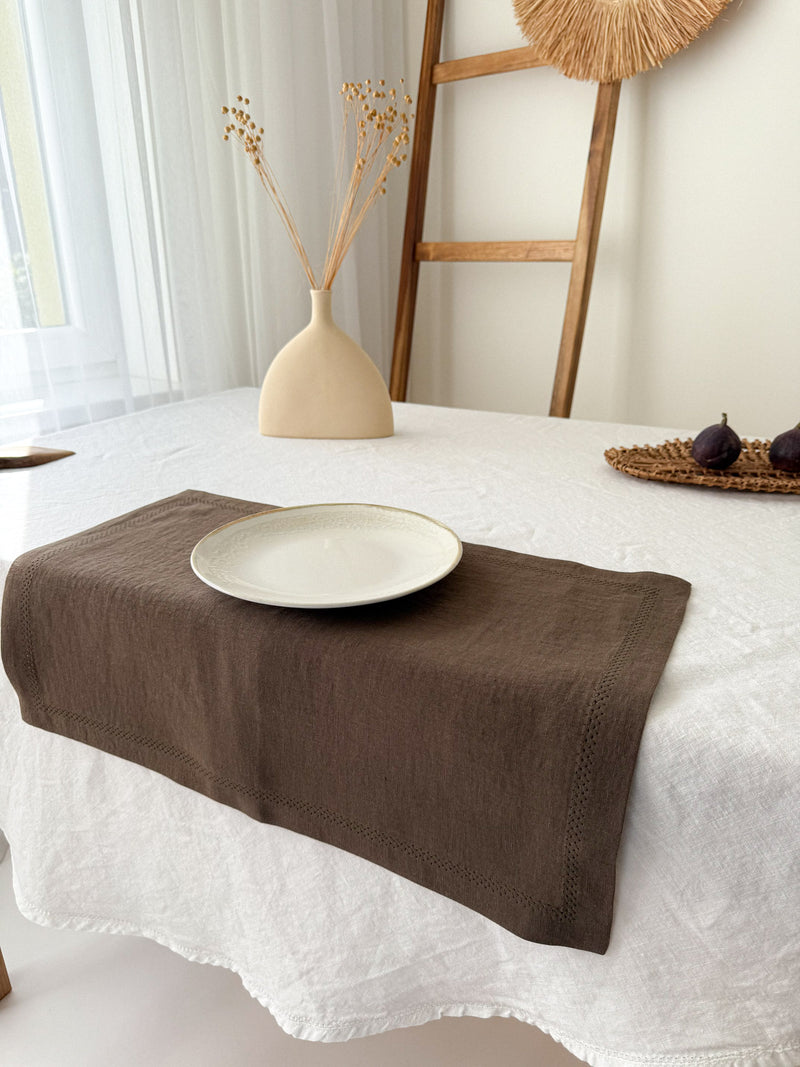 Brown Hemstitch Linen Placemat