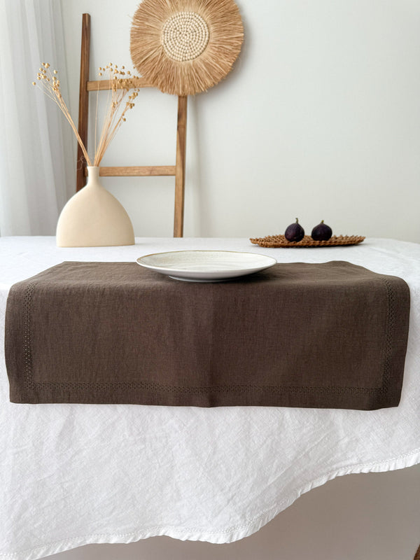 Brown Hemstitch Linen Placemat