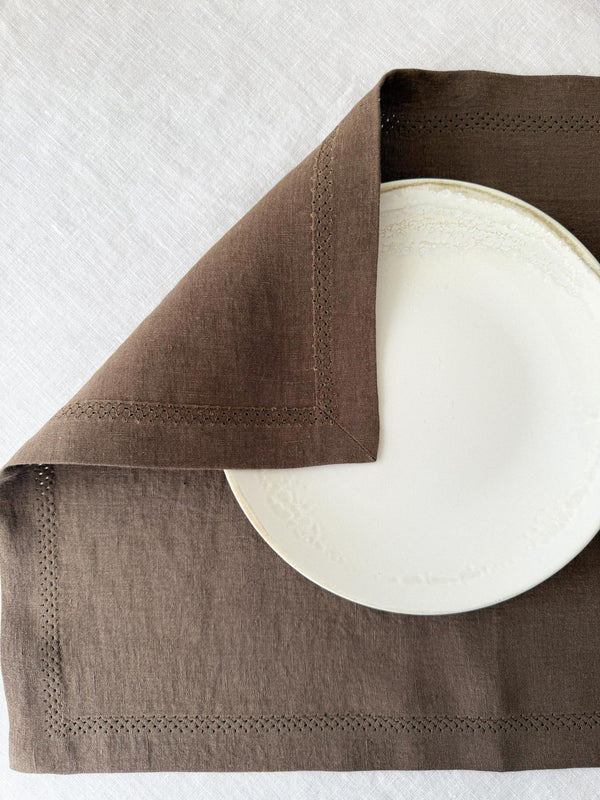 Brown Hemstitch Linen Placemat