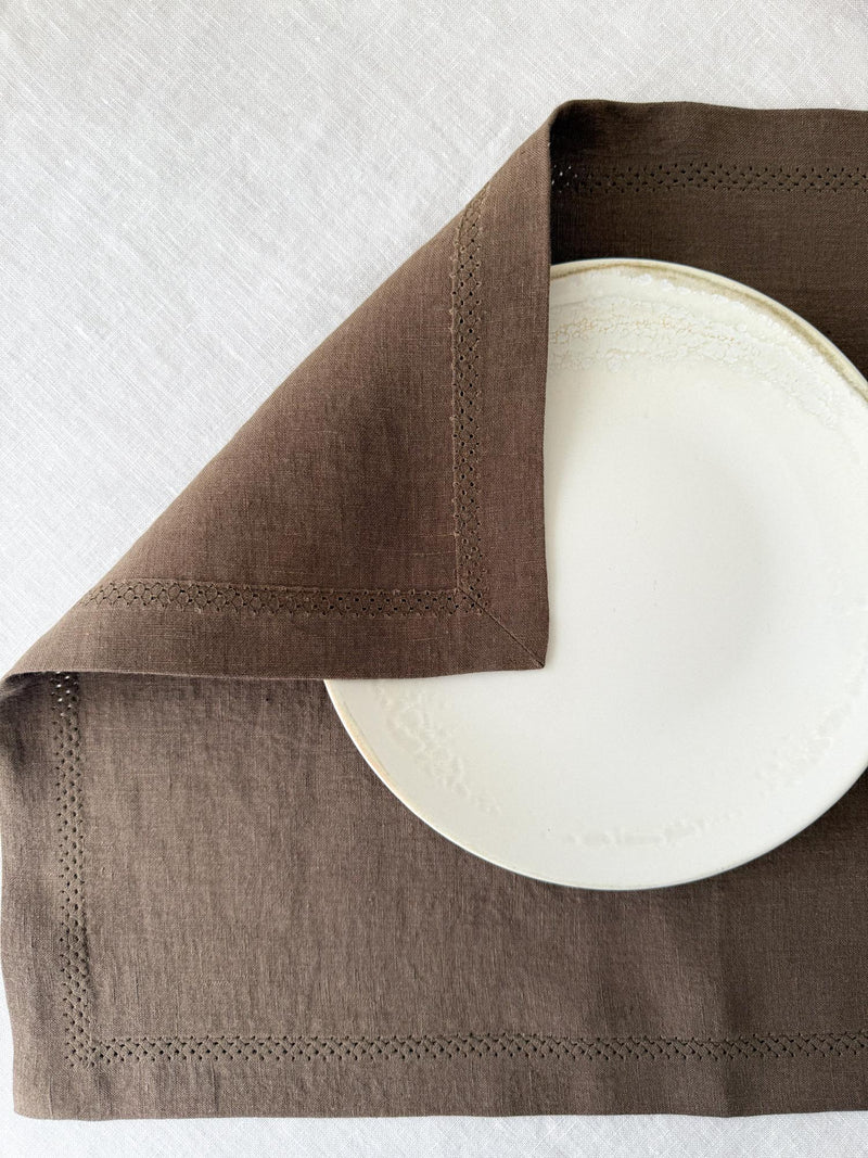 Brown Hemstitch Linen Placemat