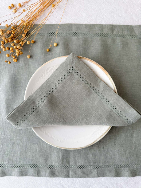 Sage Green Hemstitch Linen Napkin