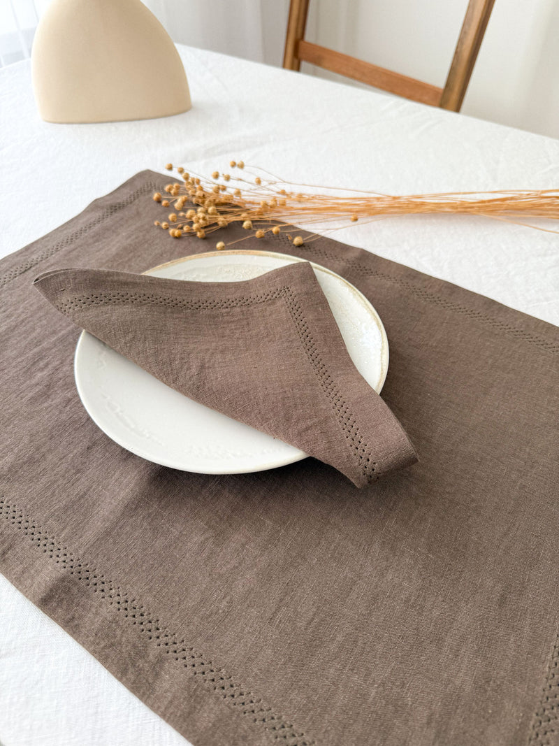 Brown Hemstitch Linen Napkin
